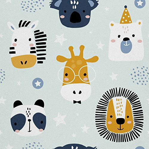 HEKO PANELS Stoff Oxford wasserdicht, Safari Tiere, 2 Meter 155 x 200 cm | Dekostoffe zum Nähen und Handwerken, blickdichte Möbelstoffe, Nähstoffe DIY, als Meterware erhältlich