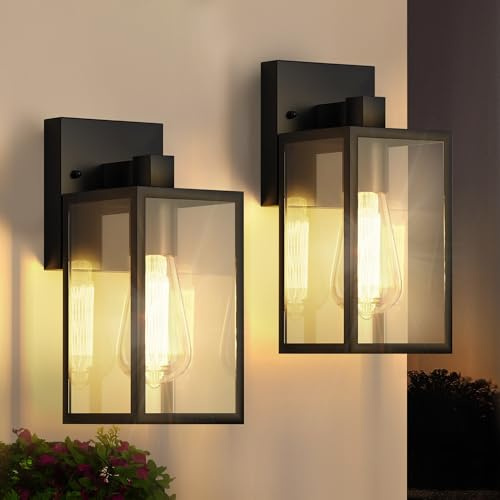 WIHTU Exterior Lighting Fixtures, 2Pack Outdoor Front Porch Lights for House, Outdoor Wall Sconce Lights, Waterproof Outside Lantern Lamp for Garage, Doorway