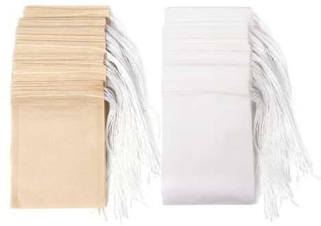 Teefilterbeutel Einweg mit Kordelzug, Teebeutel für Losen Tee, Tee Filterbeutel, 100 Stück Teebeutel Leeres (6 x 8 cm)