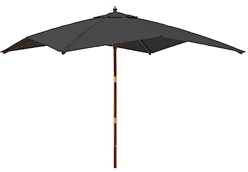 vidaXL Sonnenschirm, Gartenschirm mit Holzmast UV-Schutz, Strandschirm mit Belüftung 8 Rippen, Marktschirm Balkonschirm Terrassenschirm, Anthrazit