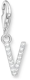 THOMAS SABO Charm-Anhänger Buchstabe V mit weißen Steinen Silber 925 Sterlingsilber