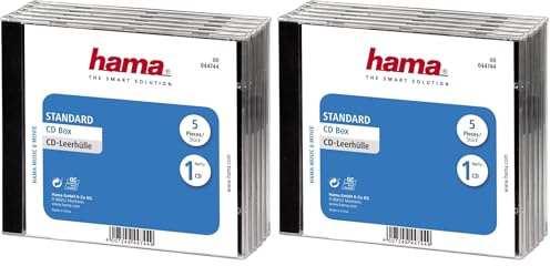 Hama 44744 | CD Jewel Case Single capacity | 10 Pack, Black