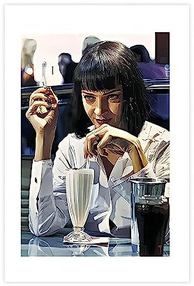 MAHWER Pulp Fiction, Mia Wallace, Pulp Fiction Poster, Ölfarbe, Druck, 1 Leinwand-Poster, Schlafzimmer, Dekoration, Sport, Landschaft, Büro, Raumdekoration, Geschenk, ungerahmt, 40 x 60 cm