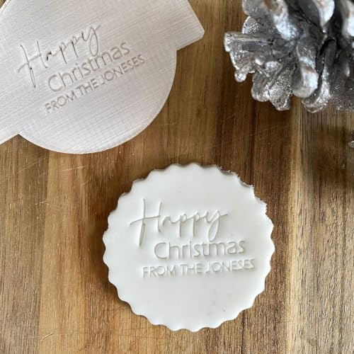 Luck and Luck Personalised Christmas Family Surname Fondant Embosser, Custom Cookie Biscuit Stamp, Festive Cake Decorating, Cupcake Icing Decoration
