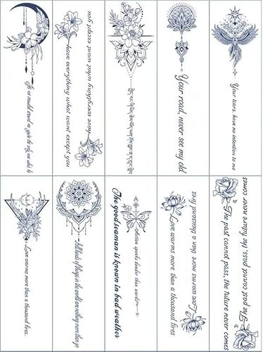 10 Temporary Tattoo Stickers For Women On Back With English Letters Juice Plant Ink Waterproof Semi-Permanent And Lasting 2 Weeks Sexy Simulation Tattoo