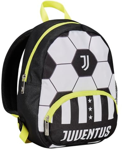Seven Rucksack für Kindergarten, klein, F.C. Juventus Fußball, Schwarz und Weiß – Seitentaschen für Trinkflasche, Fronttasche, Kindergartenrucksack für Kinder – Schulrucksack für Kinder, mehrfarbig,