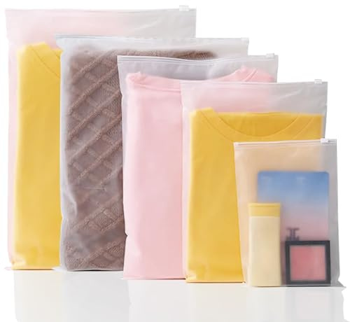 Zip Beutel Wasserdicht 34 Stück Zipper Beutel Bikini Bag Gefrostet Ziplock Zip Tüten Bag Plastikbeutel Kleiderbeutel Aufbewahrungsbeutel für Unterwäsche Handtuch Schuhe Kosmetik (5 Größen)