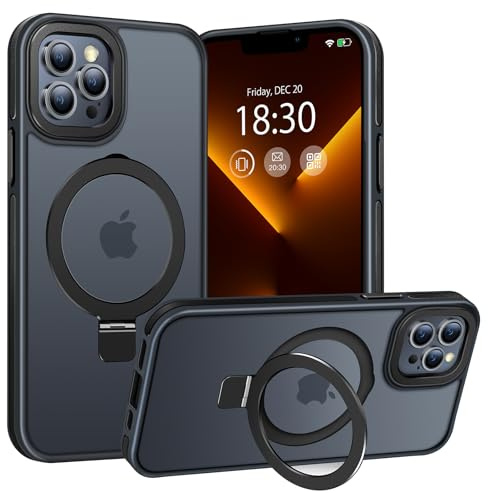 BENTIACC Hülle für iPhone 13 Pro mit Magnetische Ständer, Schwarz | Militärschutz Stoßfeste Handyhülle, Anti-Fingerprint Matte, für freihändiges im Video Arbeit