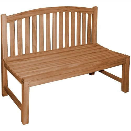 Teako Design Teakholz Bank Bari Massivholz Wetterfest, ohne Armlehnen, Terassenmöbel, Gartenzubehör, Teakholzmöbel, langlebig und robust, Witterungsbeständig (120 cm)