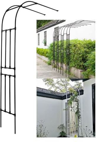 Metall-Gartenbogen-Spalier für Kletterpflanzen, Outdoor, Halbbogen, Rose, Pergola, Stahldorn für Kletterpflanzen, Rosen, Reben, Noir, 120 x 240 x 40 cm