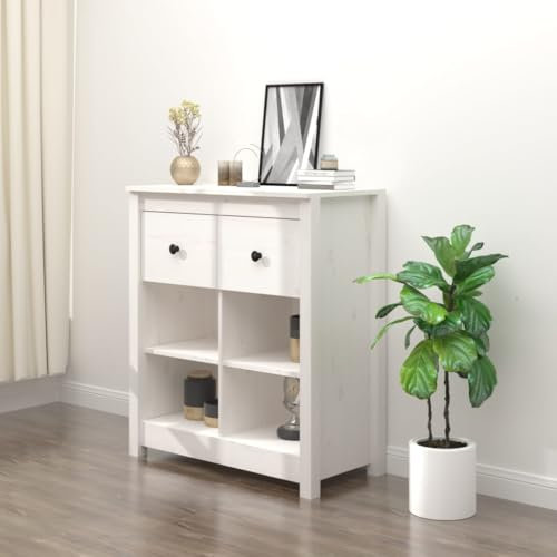 Lauuoeriau Schränke & Aufbewahrung, Buffets & Sideboards Sideboard Weiß 70x35x80 cm Massivholz Kiefer