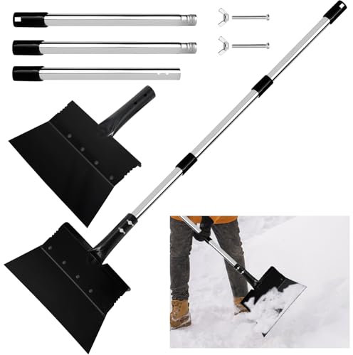 Pala multifunzionale per la pulizia del giardino, 132 cm, per la rimozione della neve, con manico regolabile in lunghezza, in acciaio resistente, per bordi del prato, raschiatura, erbacce, scavo e