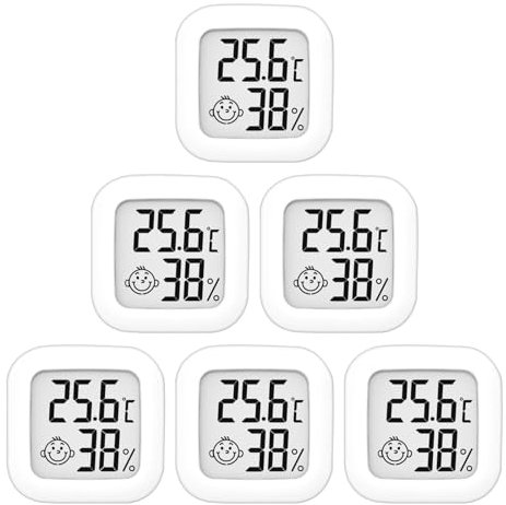 QIQIAZI Lot de 6 thermomètres hygromètres d'intérieur de haute précision - 10 °C à 70 °C - Pour chambre de bébé, salon, bureau, serre