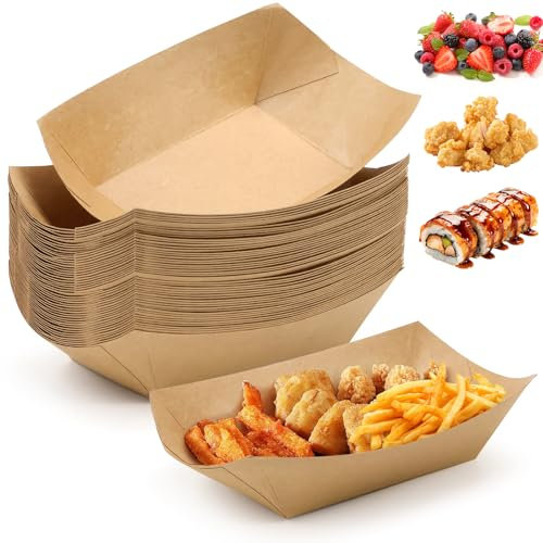 LPZMPZ 50 Ciotole di Carta Profonde per Patatine Fritte, Usa e Getta in Cartone Marrone