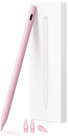Stylus Pen for iPad (2018-2025), USB-C Fast Charging Pencil, Pixel-Perfect Tilt Sensitivity for Apple iPad 11/10/9/8/7/6/A16, ipad Mini 7/6/5, Air M3/2 11/13/5/4/3, i-Pad Pro M5/4 13/12.9″/11″ Pink