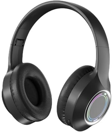 Casque Supra-auriculaire sans Fil Pliable – Casque Supra-aural avec Suppression du Bruit | Lumière LED, Interface Audio Et Son Stéréo pour La Musique, Les Jeux Et Les Appels