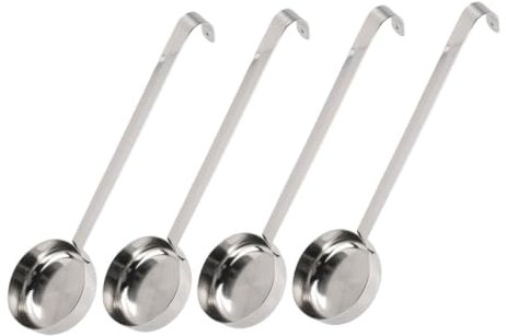 Yardwe 4pcs Pizza Sauce Spoon Ladle Long Handle Stainless Steel Ladle for Portioning Pizza Sauce and Serving Soups for Home Kitchen