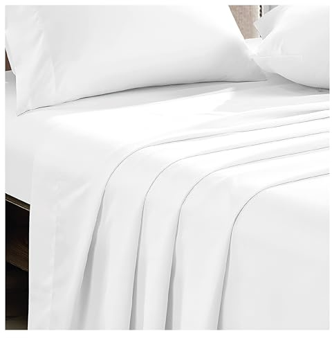 APEX FURNISHINGS Flat Sheet White 100% Egyptian Cotton 300 Thread Count King size Bed Sheets - Breathable and Fade Resistant Hotel Bedding Flat Sheets (250cm x 280cm)