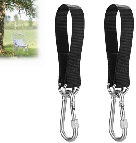 Lyivisk 2 Stück Hängematte Befestigung, Reißfeste Nylon Gurte für Hängematte, Schaukel, Hängesessel, Schaukel Indoor, 30 cm Schaukel Aufhängung mit D-Ringen Verdicken Schwarz