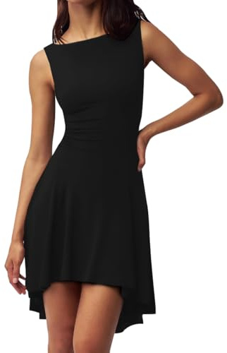 AOWVUTS Vestito Donna Sexy Senza Maniche Mini Abito Estivo A Line Vestito Corto da Sera Elegante Abiti Casual Bodycon Vestiti Aderente Curvy per Club Cocktail Cerimonia Festa Party