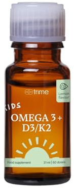 Kids Omega-3 + Vitamina D3 y K2 – Gotas vegetales de alta pureza – Suplemento Infantil para Apoyo Inmunológico y Desarrollo Saludable – 31 ml, 60 Dosis (Limón, 31ml)