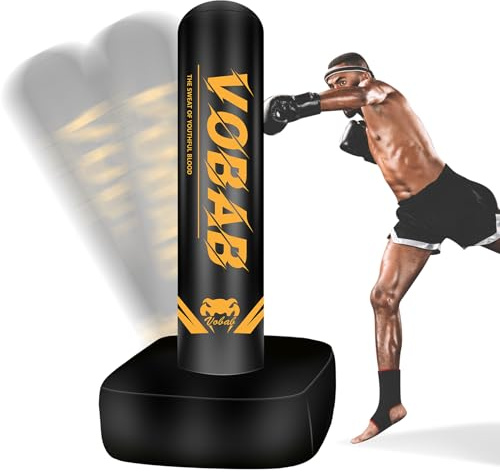 Freistehender 177,8 cm schwerer Boxsack – Boxsack für Training, Kickboxen, MMA, Fitness – ideal für Erwachsene und Teenager Anfänger