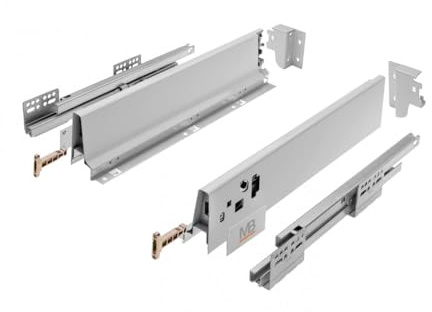GTV MODERN BOX Schublade 83 mm hoch 500 mm lang Push-to-Open Vollauszug Grau 40 kg Tragkraft leise Führung Soft-Close
