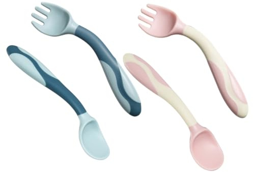 Gatuida Babylöffel Und Gabel Satz Für Kleinkinder Flexibles Silikon Besteck Frei Leicht Und Kompakt Trainingsgeschirr Für Beikost Und Selbstständiges Essen