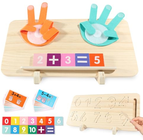 Solinorex Juguetes Madera para niños, Juegos Educativo Infantil, Juguete Intelectual 3-8 años, Juguete de conteo Manual con Bloques numéricos Coloridos y Tarjetas, Regalo de cumpleaños para niños.