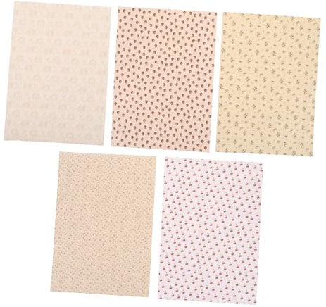 FIXOSHEE 5pcs Miniature Wall Stickers Self Adhesive Dollhouse Wallpaper for Living Bedroom Kitchen Vintage Removable Decorative Contact Paper for Dollhouse Accessories