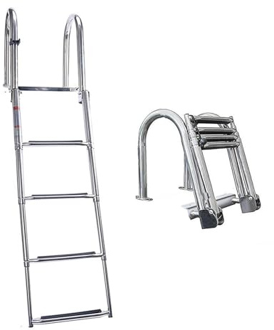 Escalera retráctil para piscina, resistente, capacidad de 250 kg, para interiores y exteriores, ideal para parques acuáticos y piscinas sobre el suelo.