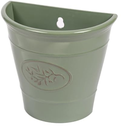 YouGarden Green Olive Wall Planters, 2 x 23cm Planters, Plastic Hanging Pots, Ready To Plant, For Garden Colour