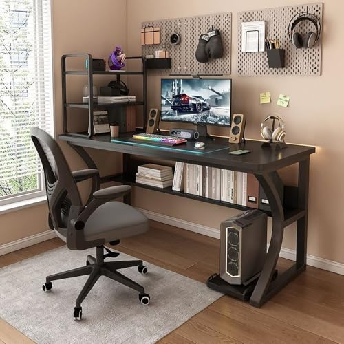LevalCraft Computer Desk Writing Work Desk Office Table for Small Space, 100 x 60 x 75 cm, for Home Office Study, Bedroom, Living Room, Easy Assembly, Black