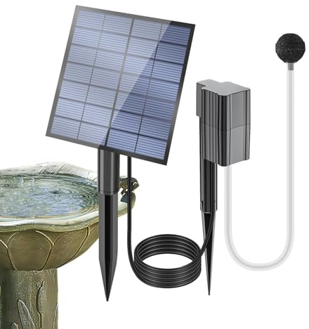 Sunlitpqrny Pompe à Air pour Aquarium Kit Solaire réglable 7V 2,5W | Aérateur à Bulles pour Aquarium Pour Maison Bureau Appartement Intérieur Extérieur Jardin Cour Terrasse Parc Étang