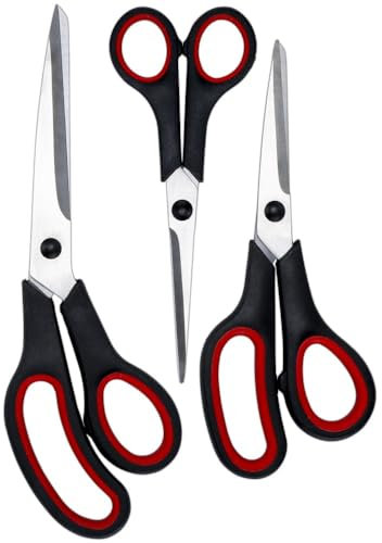 Ideen mit Herz Forbici softgrip in acciaio inox | 3 pezzi: 24,5 cm, 20 cm e 17 cm | Set di forbici per casa, casa, artigianato, scuola, artigianato e ufficio