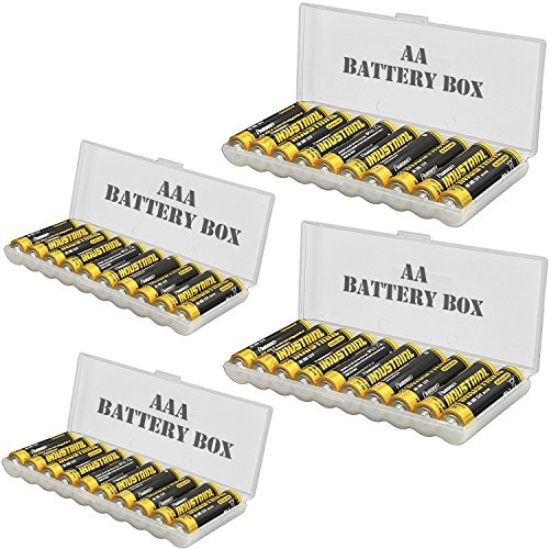 ABUNRO Estuche organizador de batería para 60 soportes de batería, diseño mejorado para pilas AAA AA de 9 V y caja de almacenamiento de pilas de botón con capacidad para 60 baterías de varios tamaños
