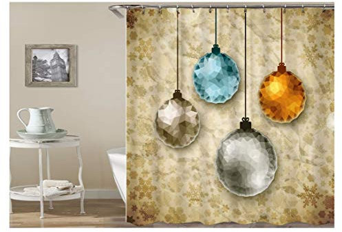KnSam Duschvorhang Anti-Schimmel Wasserdicht Vorhänge an Badewanne Bad Vorhang für Badezimmer 4 Weihnachtsball 100% PEVA inkl. 12 Duschvorhangringen 180 x 200 cm