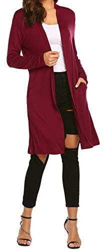Newchoice Cardigan da donna casual leggero a maniche lunghe, morbido drappeggio, aperto sul davanti, autunnale (S-3XL)