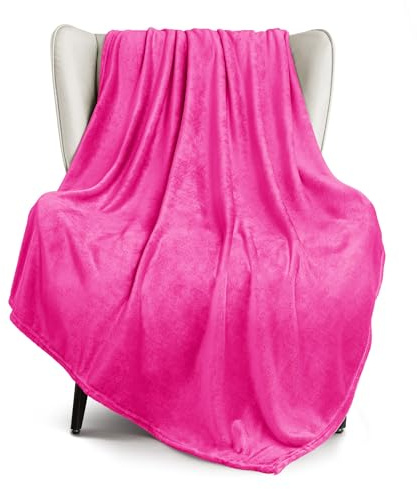 Exclusivo Mezcla Kuscheldecke Fleece Decke für Couch, Superweiche und Warme Sofadecke Wohndecke für Ganzjahreszeit, Plüsch und Leicht, 130 x 170 cm, Hot Pink