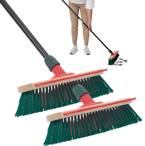 Scopa da strada alta e profonda con manico telescopico, per esterni, con manico, scopa industriale, scopa multiuso (2, scopa da strada)