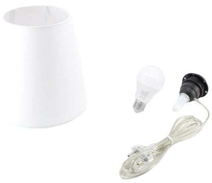 Kit Completo Paralume Bianco + Adattatore portalampada E27 con filo e interruttore trasparente - Lampada Led A+ in omaggio! Trasforma una bottiglia in lampada! Lampabottiglia.it
