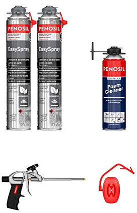 Schiuma espansiva poliuretanica Prousa e getta, 700 ml, confezione da 2 + 1 pistola + 1 detergente, unica sul mercato, qualità professionale, eccellente isolamento acustico.