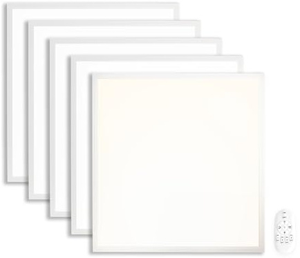 Xtend EcoLight 5x LED Panel 62x62cm 4000K Neutralweiß dimmbar Fernbedienung | 40W 3400lm Rasterleuchte Slim Alu Deckenleuchte flimmerfrei Netzteil PLe2.2
