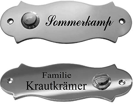 Klingelschild-Klingel-Namensschild-Türschild-Schild-Türklingel-130 x 45 mm-Messing verchromt-Ohne, oder mit Gravur (17K chrom ohne Gravur)