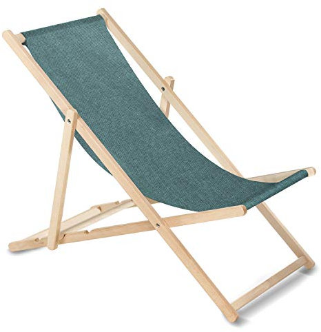 Green Blue GB183M Chaise Longue de Jardin en Bois Transat Melange Turquoise