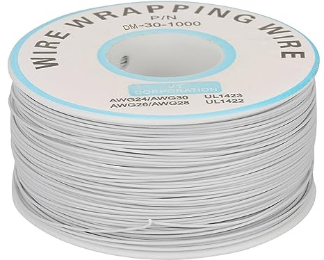 Elektrisches Kabel, 1 Rolle Wire-Wrapping Single Kupferdraht Litze 30AWG Kabel 0,25 mm Kerndurchmesser(Weiß)