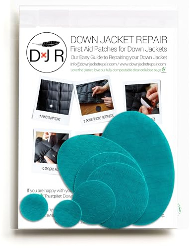 DJR Daunenjacken-Reparatur-Patch-Set - Einfach zu verwenden, vorgeschnitten, selbstklebend, wasserdicht, reißfestes zur Reparatur von Kleidung, Schlafsäcken, Zelten und Outdoor-Ausrüstung