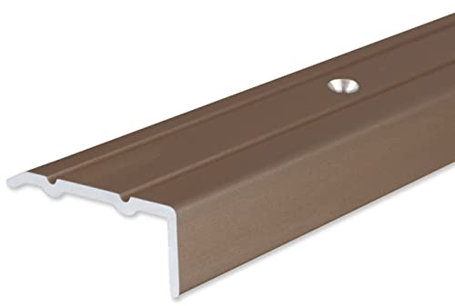 PROVISTON | Winkelprofil | Aluminium eloxiert | Bronze Hell | Breite 24.5 mm | Höhe 10 mm | Länge 1000 mm | Gebohrt | Treppenkantenprofil | Treppenwinkel | Treppenkante | Kombiwinkel | 1 Stück