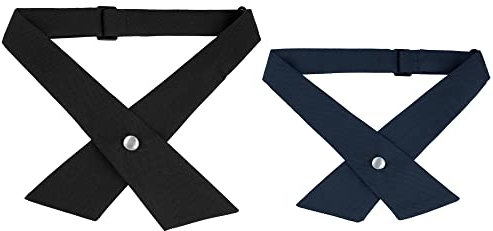 Allegra K Größenverstellbare Fliege für Damen, Schuluniform, vorgebundene, überkreuzte Fliege, 2 Stk Schwarz und Navy blau One Size
