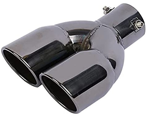pclele Auspuffrohr Auto Doppelrohr Endrohr Auspuffblende Edelstahl Endrohr Universal 76 Mm Auspuffzubehör Auspuffblenden (Color : Schwarz)